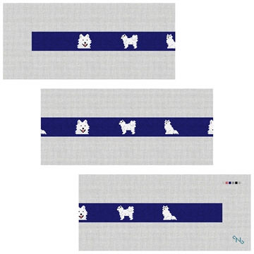 Samoyed Needlepoint Belt Kit Stitched Preview