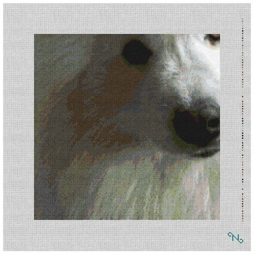 Samoyed Needlepoint Pillow Kit Stitched Preview