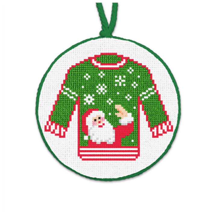 Santa Ugly Sweater Needlepoint Ornament