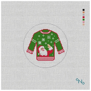 Santa Ugly Sweater Needlepoint Ornament Kit
