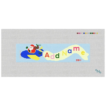 Santas Airplane Needlepoint Kit Stitched Preview