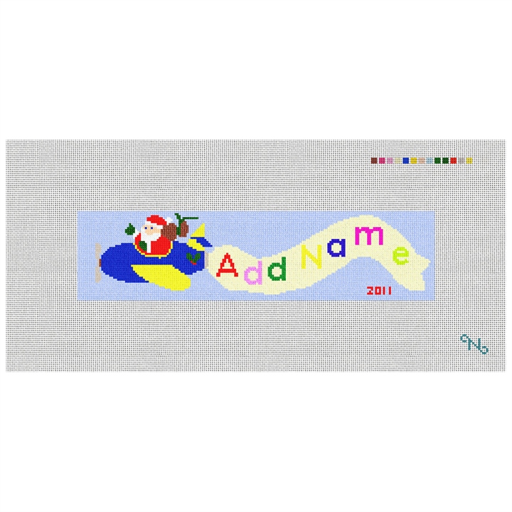 Santas Airplane Needlepoint Kit Stitched Preview