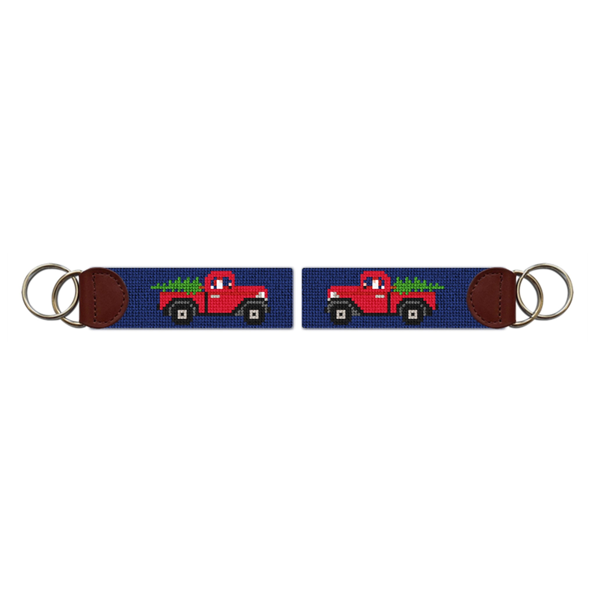 Santa's Red Truck Needlepoint Key Fob
