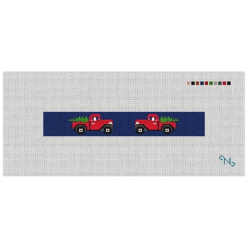 Santa's Red Truck Needlepoint Key Fob Kit Stitched Preview