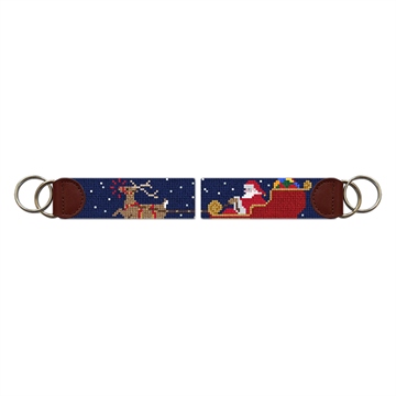 Santa's Reindeer Needlepoint Key Fob