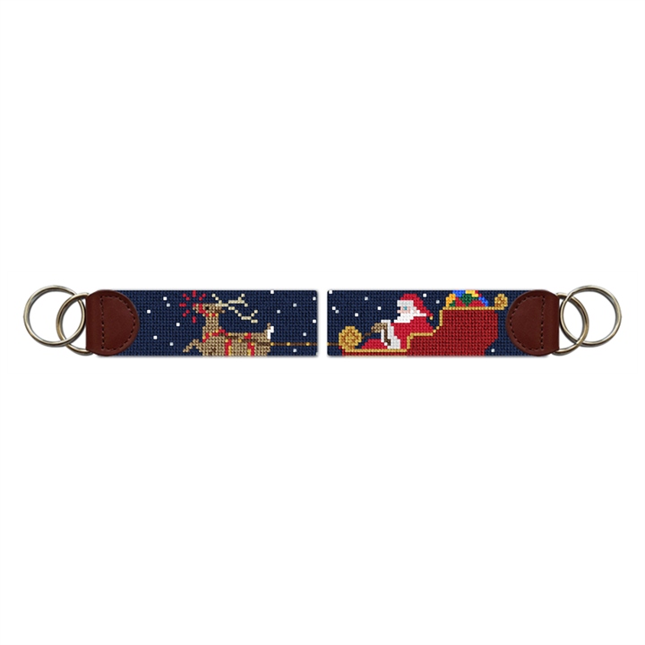 Santa's Reindeer Needlepoint Key Fob