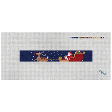Santa's Reindeer Needlepoint Key Fob Kit Stitched Preview