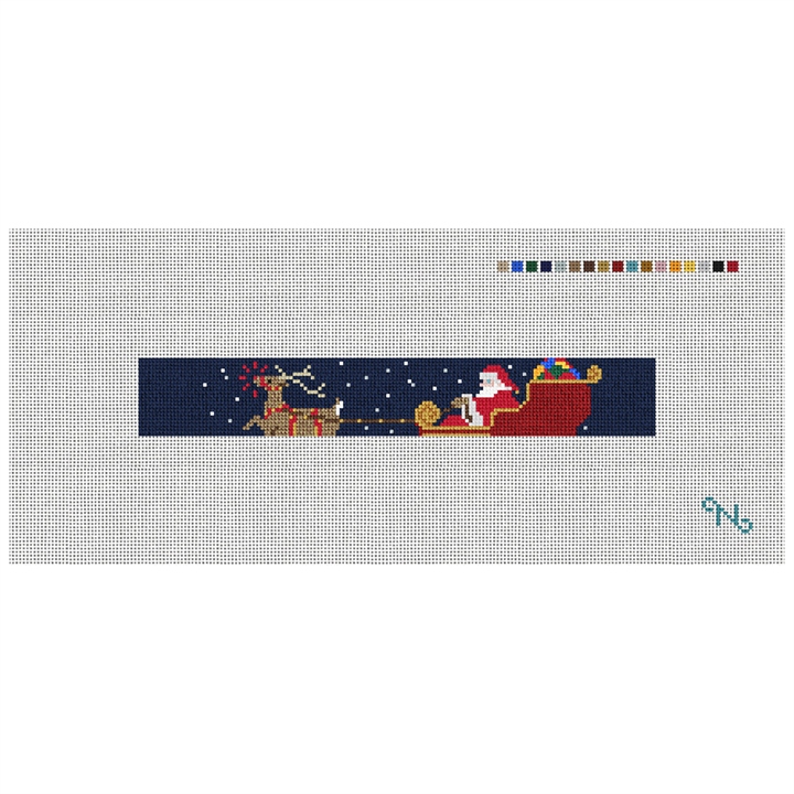 Santa's Reindeer Needlepoint Key Fob Kit Stitched Preview