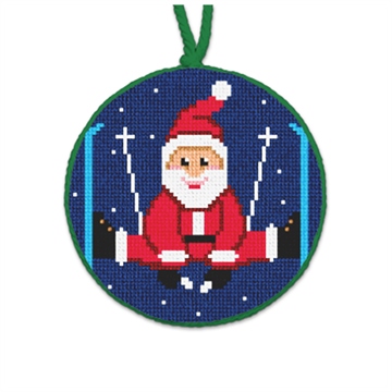 Santa's Ski Vacation Needlepoint Ornament