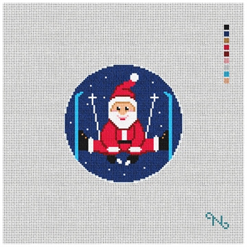 Santa's Ski Vacation Needlepoint Ornament Kit Stitched Preview