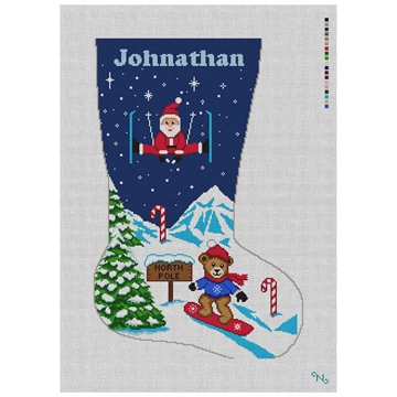 Santa's Ski Vacation Stocking Needlepoint Kit