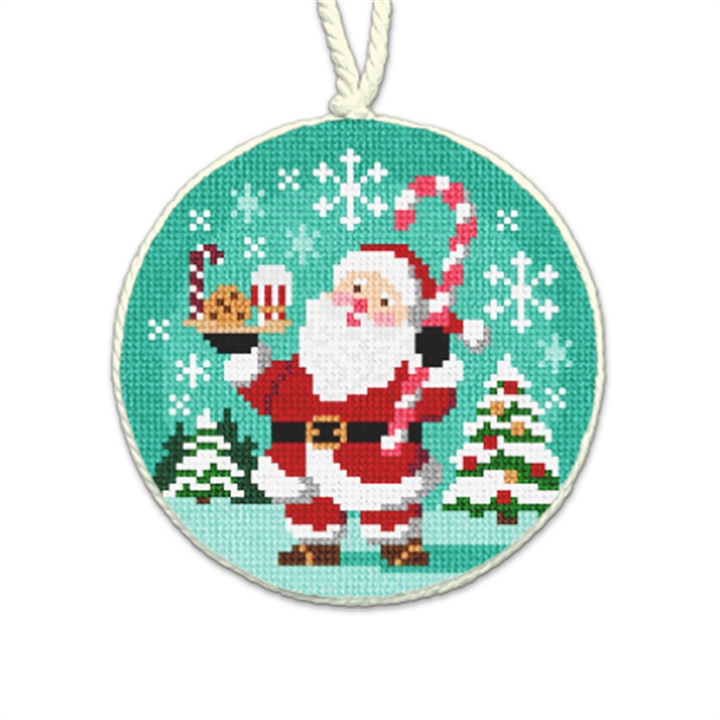 Santa's Snow Globe Needlepoint Ornament