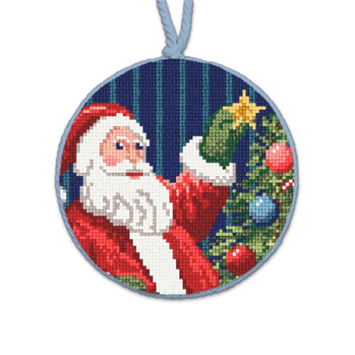 Santa's Wink Needlepoint Ornament