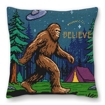 Sasquatch Believe Needlepoint Pillow