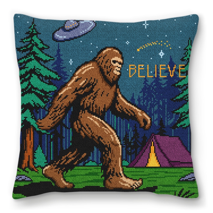 Sasquatch Believe Needlepoint Pillow