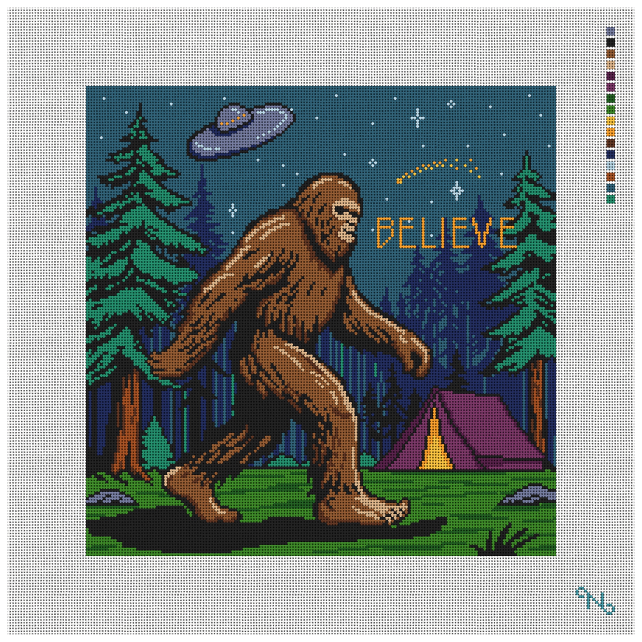 Sasquatch Believe Needlepoint Pillow Kit