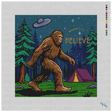 Sasquatch Believe Needlepoint Pillow Kit