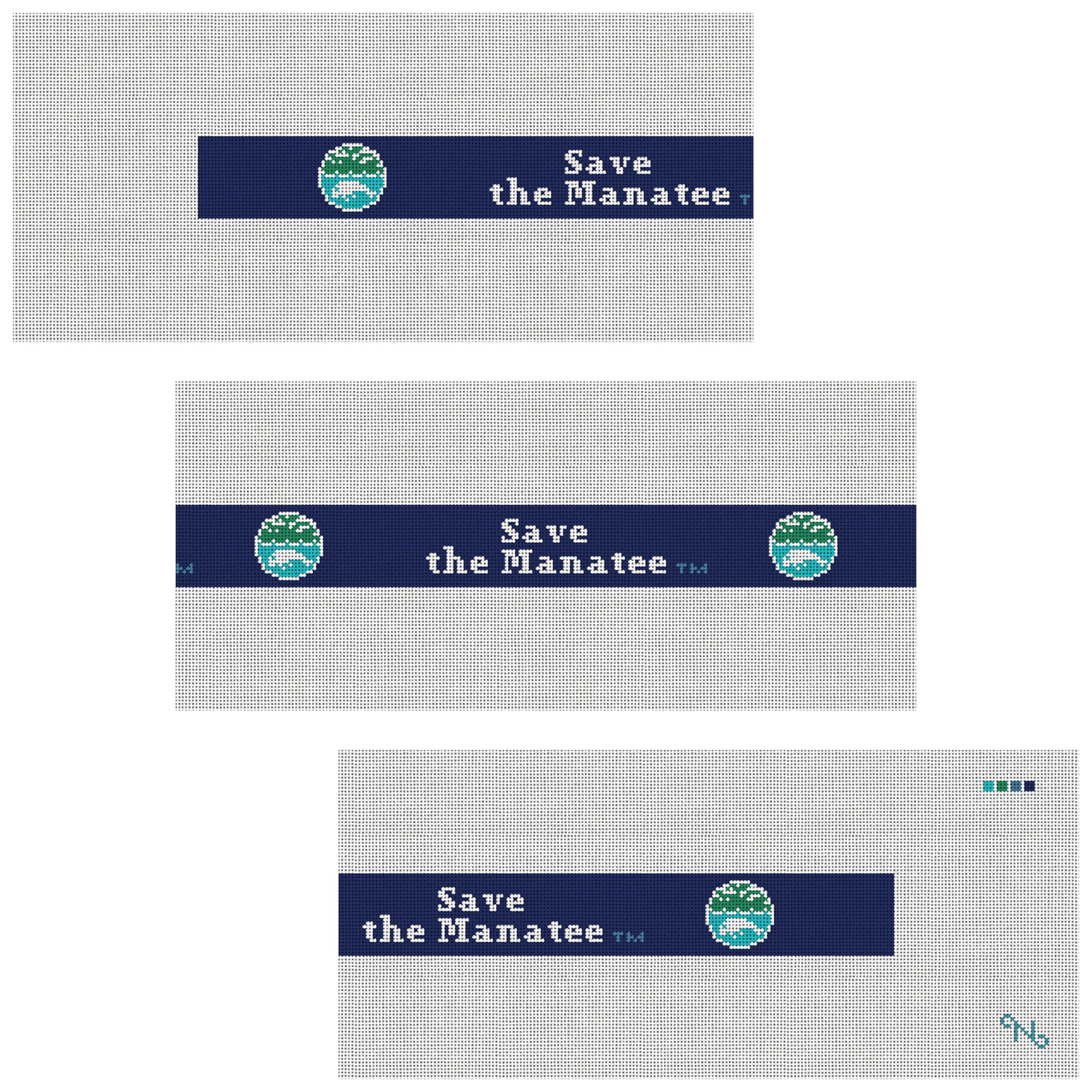 Save The Manatee Dark Blue Needlepoint Belt Kit