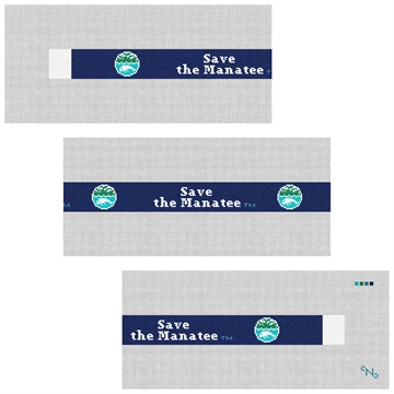 Save The Manatee Dark Blue Needlepoint Belt Kit Stitched Preview