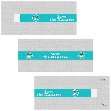 Save The Manatee Lt. Blue Needlepoint Belt Kit Stitched Preview