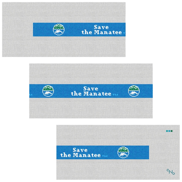 Save The Manatee Lt. Blue Needlepoint Belt Kit Stitched Preview