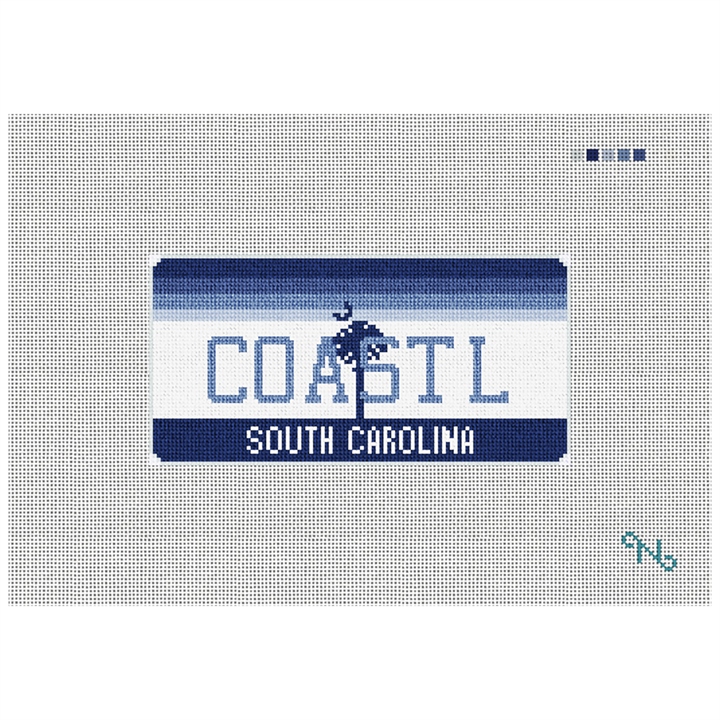 SC Vanity Plate Needlepoint Ornament Kit Stitched Preview
