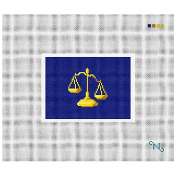 Scales of Justice Needlepoint Card Wallet Kit Stitched Preview