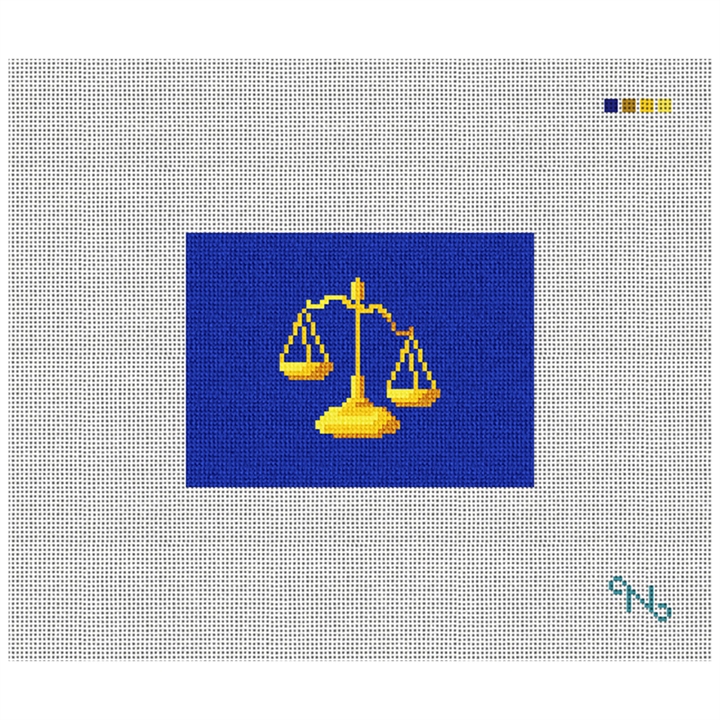 Scales of Justice Needlepoint Card Wallet Kit Stitched Preview