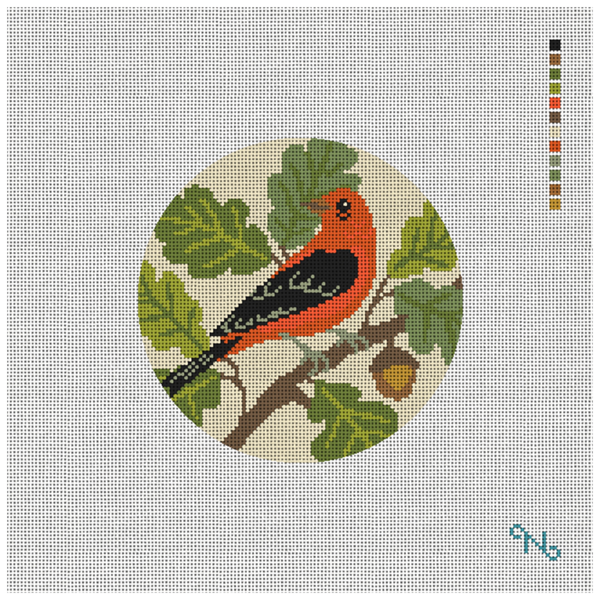 Scarlet Tanager Needlepoint Ornament Kit