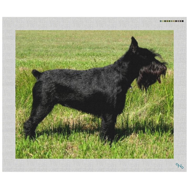 Schnauzer Needlepoint Pillow Kit Stitched Preview