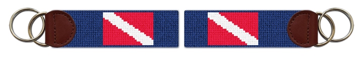 Scuba Diving Flag Needlepoint Key Fob