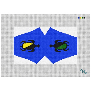 Sea Turtle Face Mask Needlepoint Kit Stitched Preview