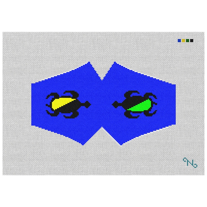 Sea Turtle Face Mask Needlepoint Kit Stitched Preview