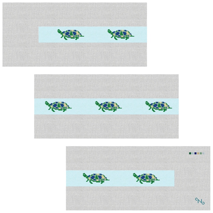 Sea Turtle Needlepoint Belt Kit Stitched Preview