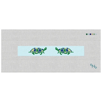Sea Turtle Needlepoint Key Fob Kit Stitched Preview