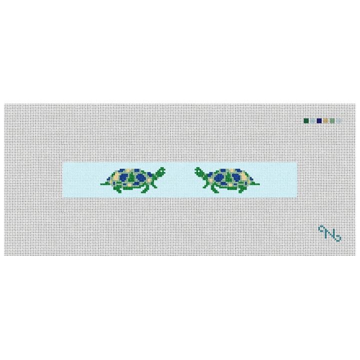Sea Turtle Needlepoint Key Fob Kit Stitched Preview