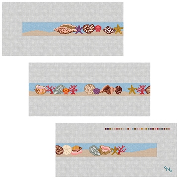 Seashell Needlepoint Belt Kit Stitched Preview