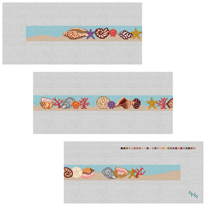 Seashell Needlepoint Belt Kit Stitched Preview