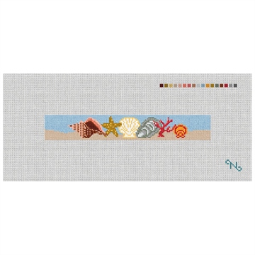 Seashell Needlepoint Key Fob Kit Stitched Preview