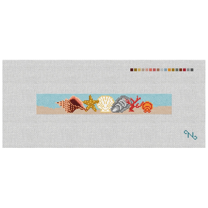 Seashell Needlepoint Key Fob Kit Stitched Preview
