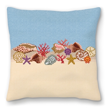 Seashell Needlepoint Pillow
