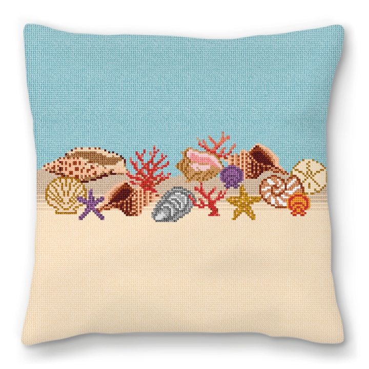 Seashell Needlepoint Pillow