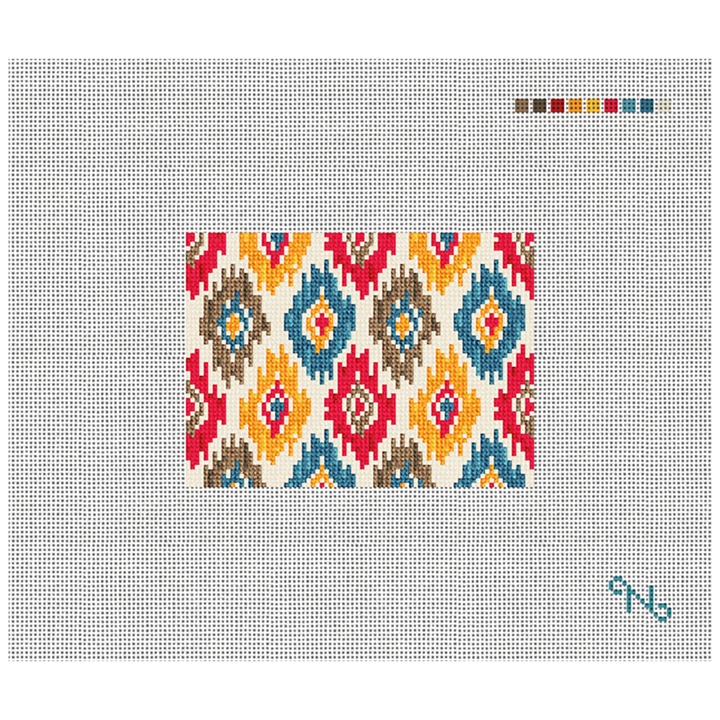 Sebah Ikat Needlepoint Card Wallet Kit Stitched Preview