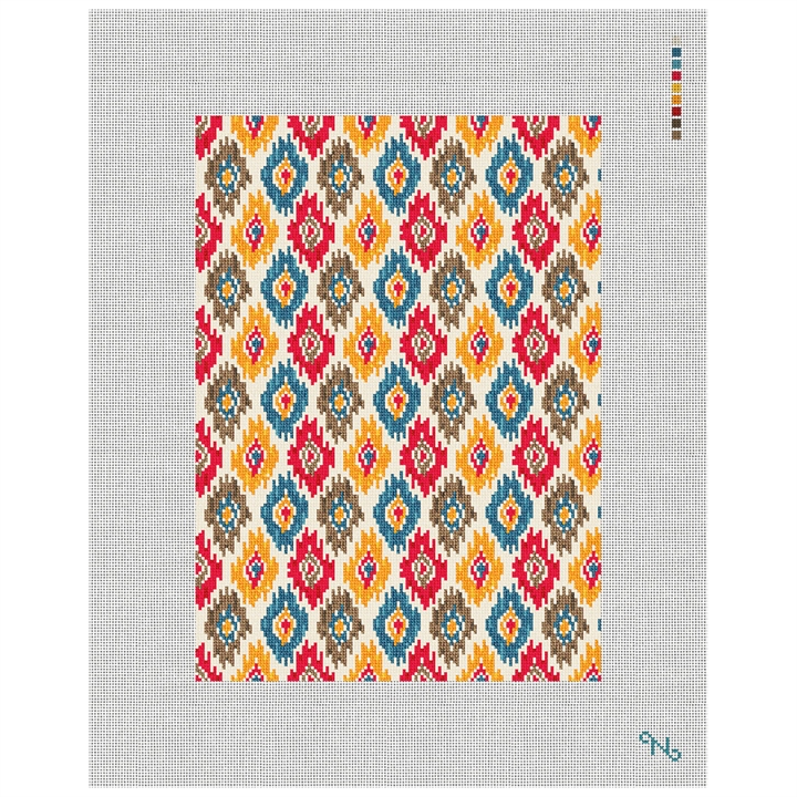 Sebah Ikat Womens Trifold Wallet Needlepoint Kit Stitched Preview