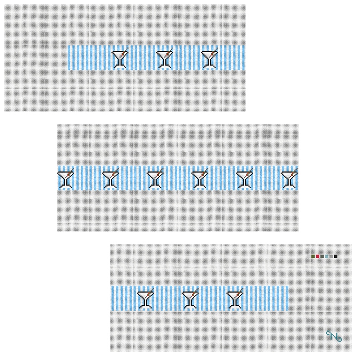 Seersucker Martini Needlepoint Belt Kit Stitched Preview