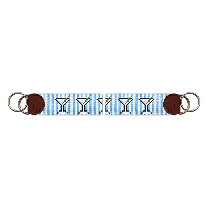 Seersucker Martini Needlepoint Key Fob