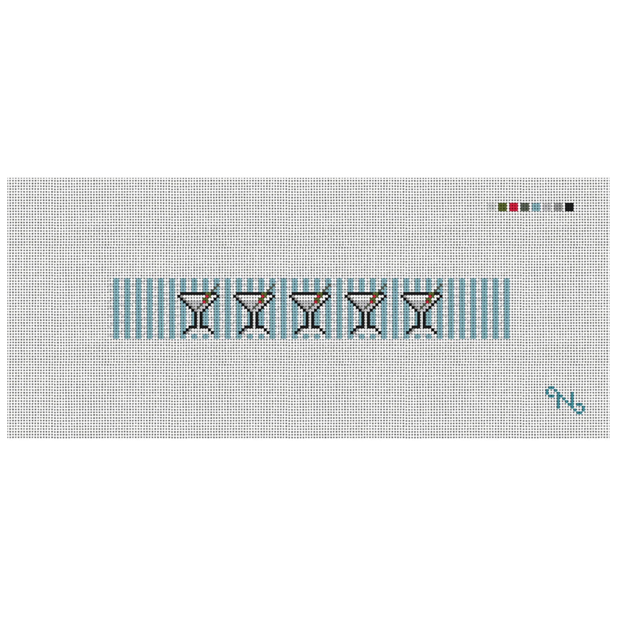 Seersucker Martini Needlepoint Key Fob Kit