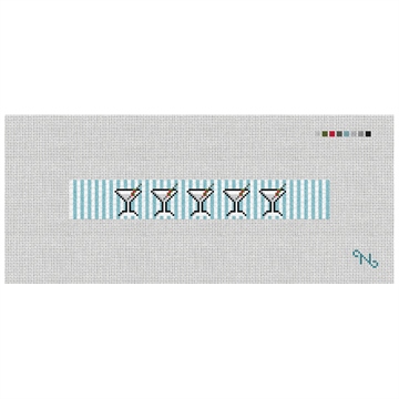 Seersucker Martini Needlepoint Key Fob Kit Stitched Preview