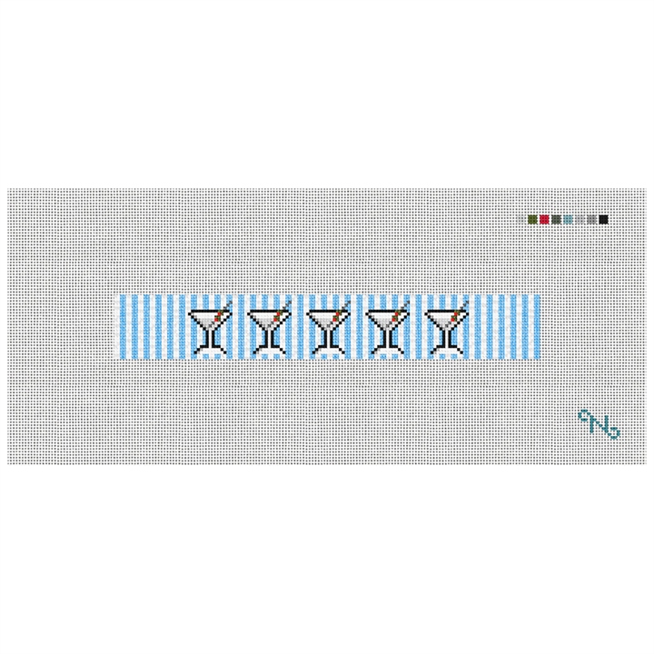 Seersucker Martini Needlepoint Key Fob Kit Stitched Preview