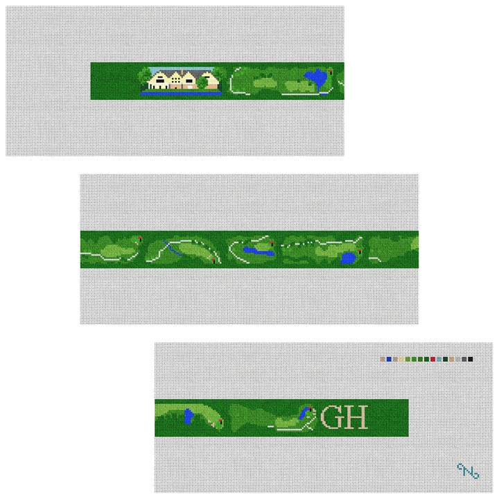 Settindown Creek Golf Needlepoint Belt Kit Stitched Preview